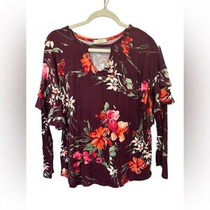 ODDY Burgundy Floral Women's Blouse